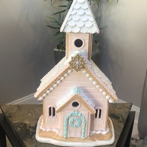 Raz Imports LED Pastel Gingerbread Church